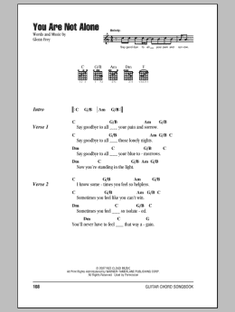 page one of You Are Not Alone (Guitar Chords/Lyrics)