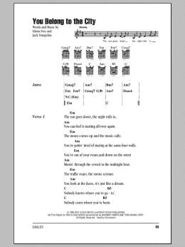 page one of You Belong To The City (Guitar Chords/Lyrics)