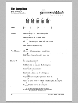 page one of The Long Run (Guitar Chords/Lyrics)