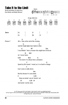 page one of Take It To The Limit (Guitar Chords/Lyrics)