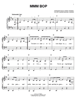 page one of MMM Bop (Easy Piano)