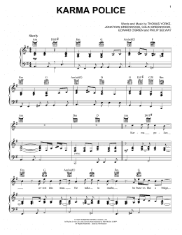 page one of Karma Police (Piano, Vocal & Guitar Chords (Right-Hand Melody))