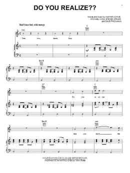 page one of Do You Realize?? (Piano, Vocal & Guitar Chords (Right-Hand Melody))