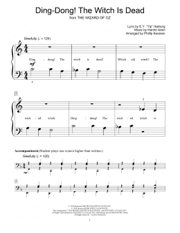 page one of Ding-Dong! The Witch Is Dead (from The Wizard Of Oz) (arr. Phillip Keveren) (Educational Piano)