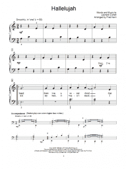 page one of Hallelujah (arr. Fred Kern) (Educational Piano)