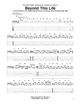 page one of Beyond This Life (Bass Guitar Tab)