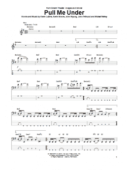page one of Pull Me Under (Bass Guitar Tab)
