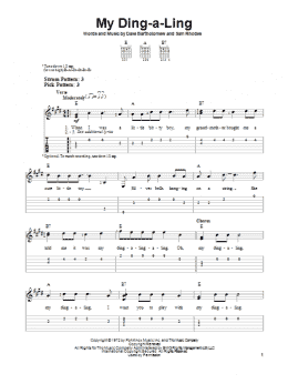 page one of My Ding-A-Ling (Easy Guitar Tab)