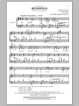 page one of Blessings (arr. Heather Sorenson) (SSA Choir)