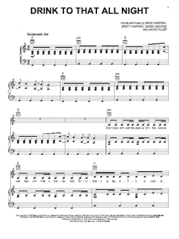 page one of Drink To That All Night (Piano, Vocal & Guitar Chords (Right-Hand Melody))