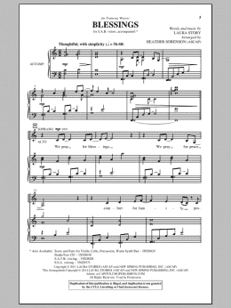 page one of Blessings (arr. Heather Sorenson) (SAB Choir)