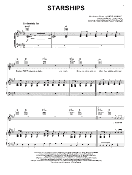 page one of Starships (Piano, Vocal & Guitar Chords (Right-Hand Melody))