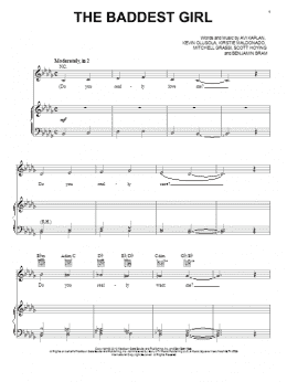 page one of The Baddest Girl (Piano, Vocal & Guitar Chords (Right-Hand Melody))