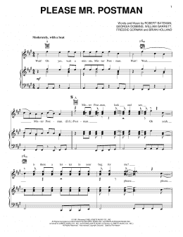 page one of Please Mr. Postman (Piano, Vocal & Guitar Chords (Right-Hand Melody))