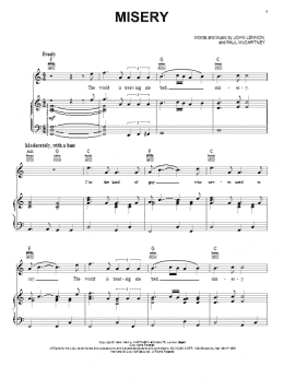 page one of Misery (Piano, Vocal & Guitar Chords (Right-Hand Melody))