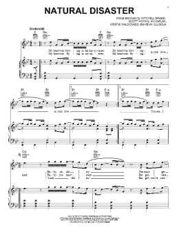 page one of Natural Disaster (Piano, Vocal & Guitar Chords (Right-Hand Melody))