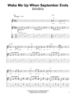 page one of Wake Me Up When September Ends (Guitar Tab (Single Guitar))