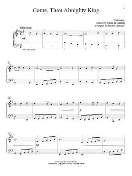 page one of Come, Thou Almighty King (Educational Piano)
