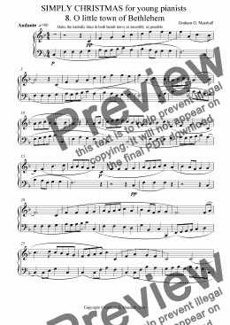 page one of SIMPLY CHRISTMAS for young pianists 8. O Little Town of Bethlehem