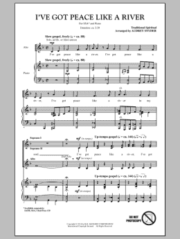 page one of I've Got Peace Like A River (SSA Choir)