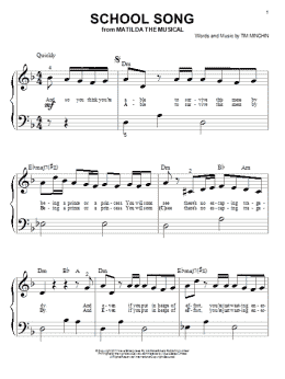 page one of School Song (from 'Matilda The Musical') (Big Note Piano)
