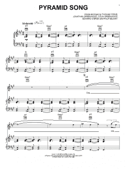 page one of Pyramid Song (Piano, Vocal & Guitar Chords (Right-Hand Melody))