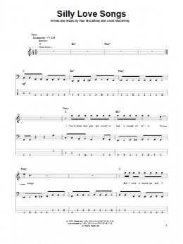 page one of Silly Love Songs (Bass Guitar Tab)