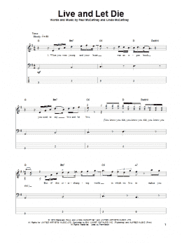 page one of Live And Let Die (Bass Guitar Tab)