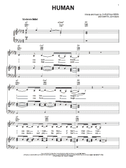 page one of Human (Piano, Vocal & Guitar Chords (Right-Hand Melody))