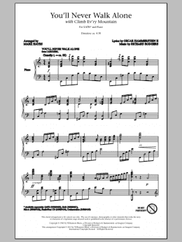 page one of You'll Never Walk Alone (with "Climb Ev'ry Mountain") (arr. Mark Hayes) (SATB Choir)