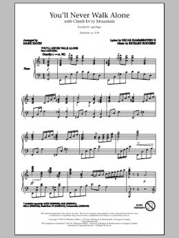 page one of You'll Never Walk Alone (with "Climb Ev'ry Mountain") (arr. Mark Hayes) (SSA Choir)