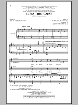 page one of Bless This House (SSA Choir)