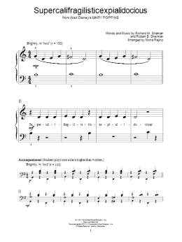 page one of Supercalifragilisticexpialidocious (from Mary Poppins) (arr. Mona Rejino) (Educational Piano)