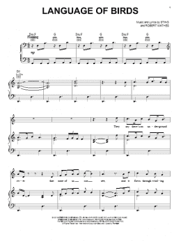 page one of Language Of Birds (Piano, Vocal & Guitar Chords (Right-Hand Melody))