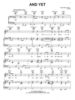 page one of And Yet (Piano, Vocal & Guitar Chords (Right-Hand Melody))