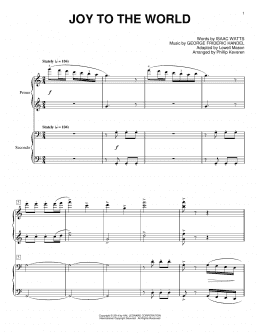 page one of Joy To The World (arr. Phillip Keveren) (Piano Duet)