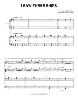 page one of I Saw Three Ships (arr. Phillip Keveren) (Piano Duet)