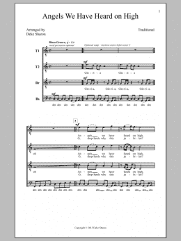 page one of Angels We Have Heard On High (TTBB Choir)