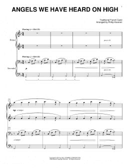 page one of Angels We Have Heard On High (arr. Phillip Keveren) (Piano Duet)