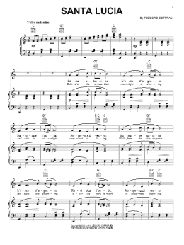 page one of Santa Lucia (Piano, Vocal & Guitar Chords (Right-Hand Melody))