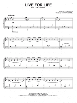 page one of Live For Life (Piano Solo)