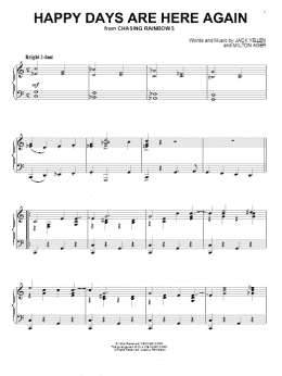page one of Happy Days Are Here Again (Piano Solo)