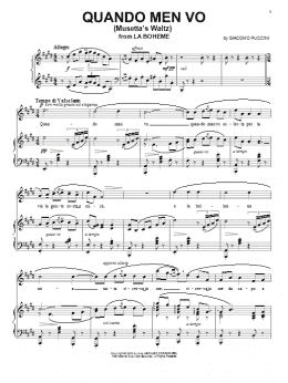 page one of Quando Men Vo (Musetta's Waltz) (Piano & Vocal)