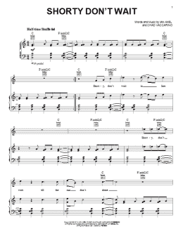page one of Shorty Don't Wait (Piano, Vocal & Guitar Chords (Right-Hand Melody))
