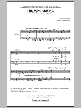 page one of The Song Arising (SATB Choir)