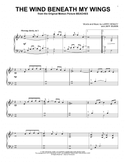 page one of The Wind Beneath My Wings (Piano Solo)