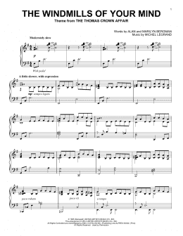page one of The Windmills Of Your Mind (Piano Solo)