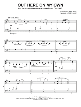 page one of Out Here On My Own (Piano Solo)
