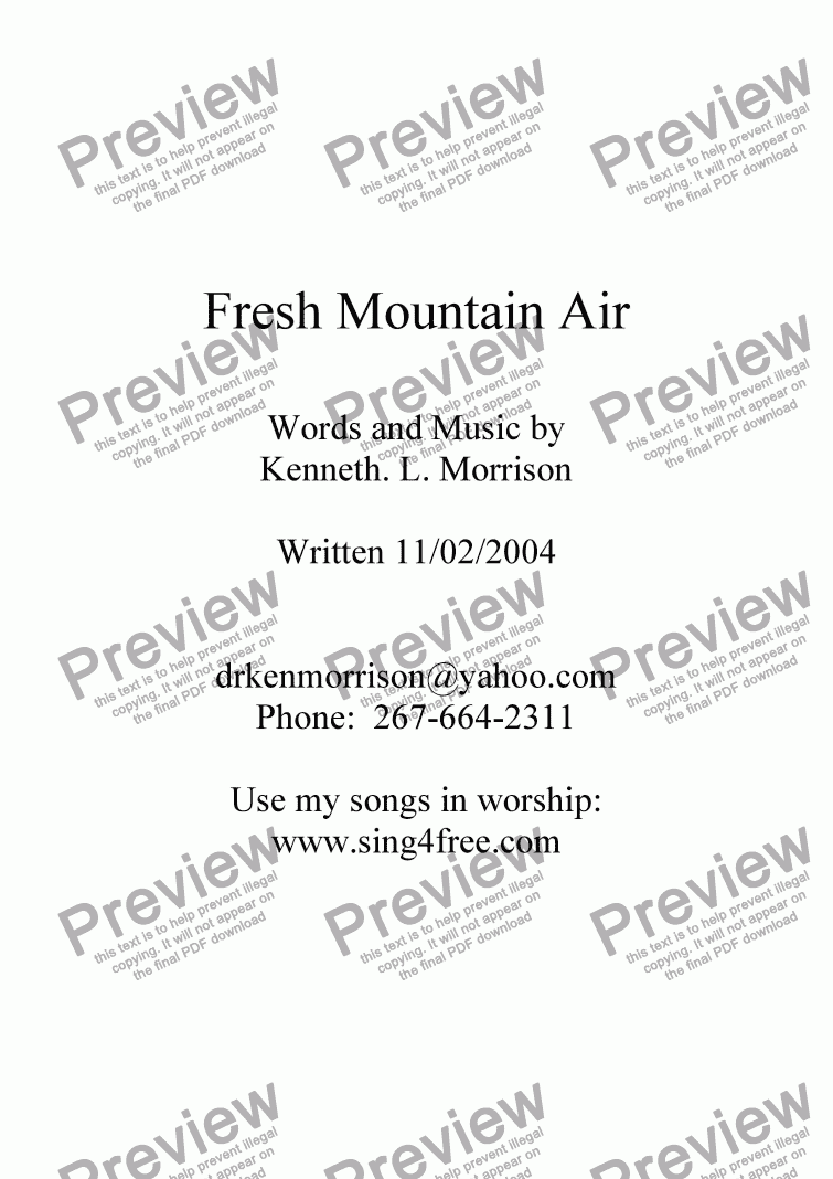 page one of Fresh Mountain Air - CV4