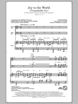 page one of Joy To The World (Unspeakable Joy) (SATB Choir)
